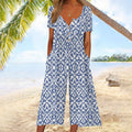 Renata | Jumpsuit Estampado Pierna Ancha con Cuello en V
