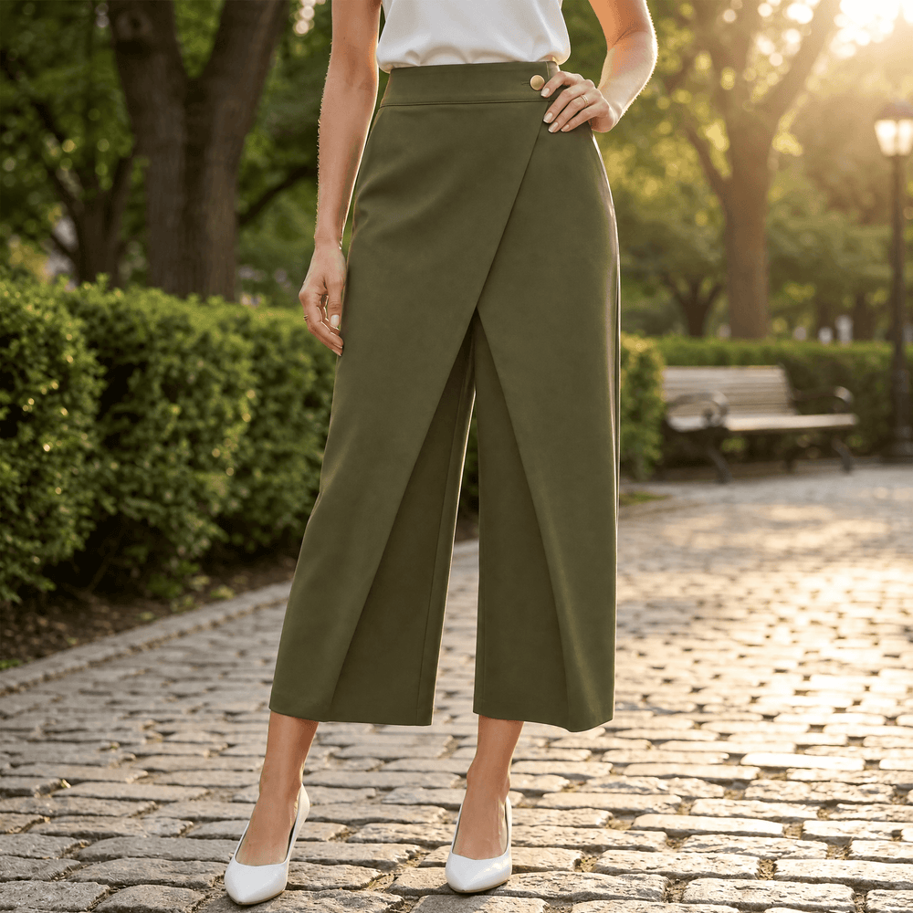 Renata | Pantalón de Pierna Ancha con Frente Cruzado