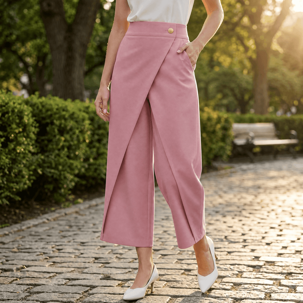 Renata | Pantalón de Pierna Ancha con Frente Cruzado