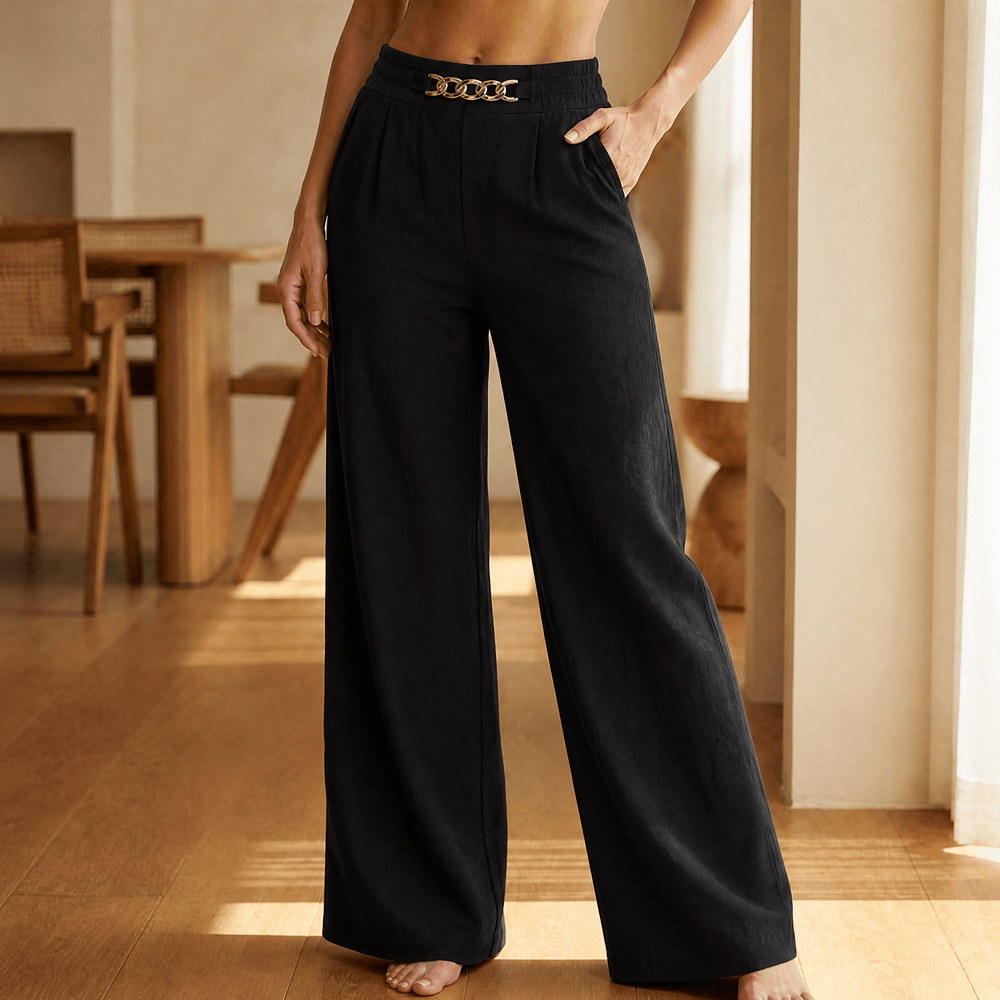 Rosalía | Pantalón de Pierna Ancha con Cadena Dorada