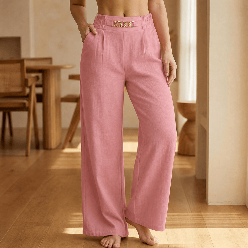 Rosalía | Pantalón de Pierna Ancha con Cadena Dorada