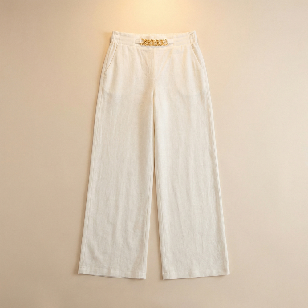 Rosalía | Pantalón de Pierna Ancha con Cadena Dorada