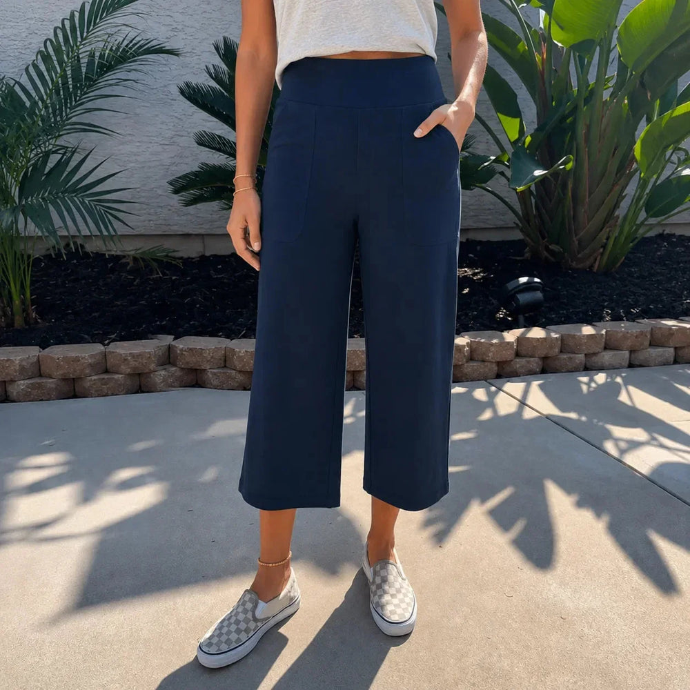 Rosalía | Pantalón Pierna Ancha Capri con Bolsillos