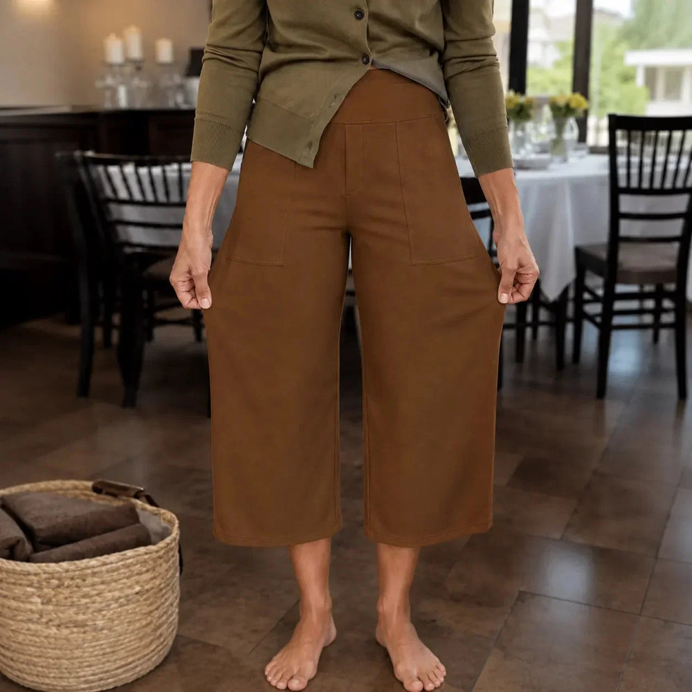 Rosalía | Pantalón Pierna Ancha Capri con Bolsillos
