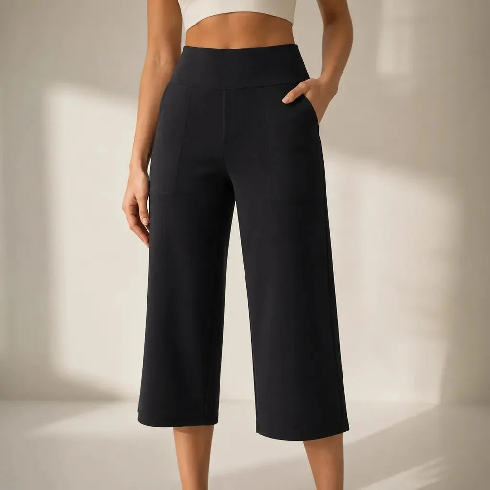 Rosalía | Pantalón Pierna Ancha Capri con Bolsillos