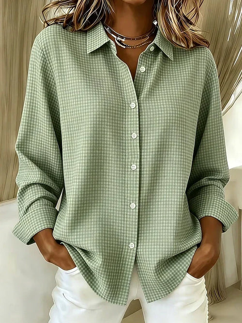 Ximena | Blusa de Cuadros Pequeños con Botones