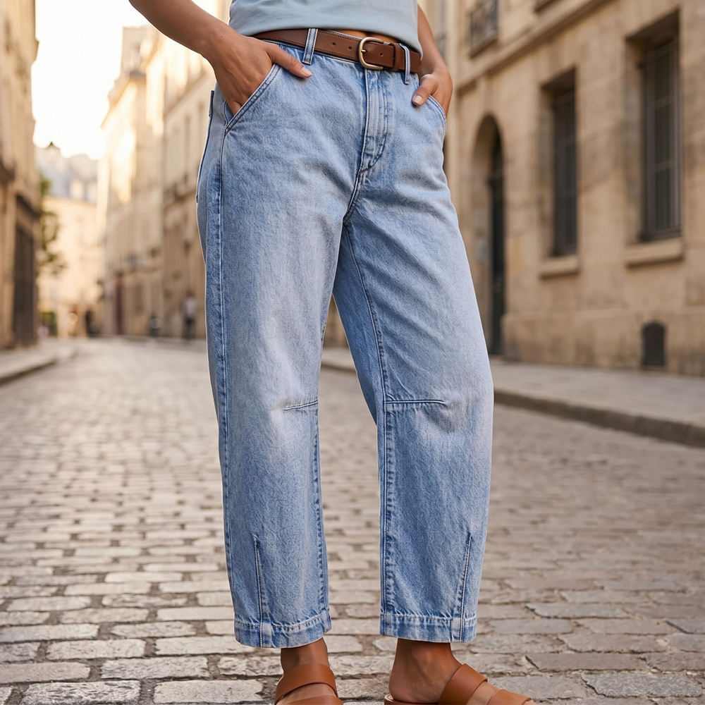 Valentina | Pantalón de Mezclilla Pierna Barril Capri