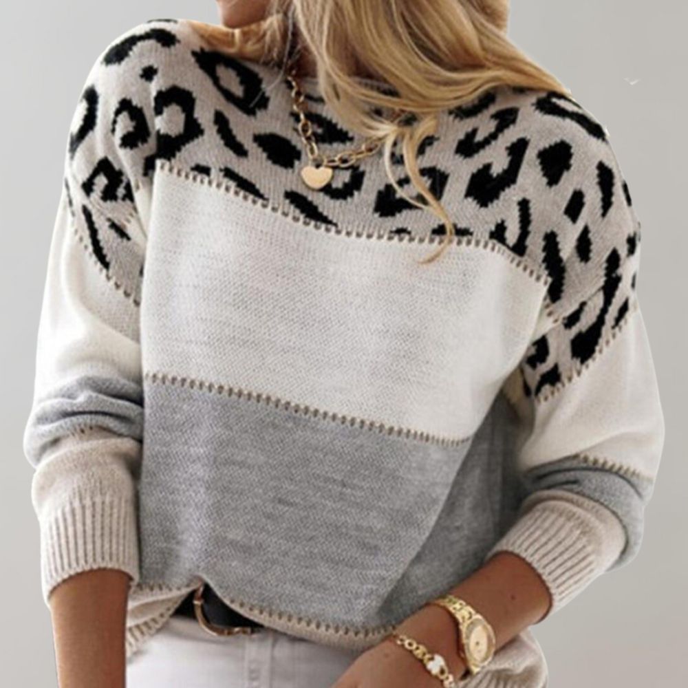 Victoria | Suéter Tejido con Detalle Animal Print