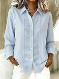 Andrea | Blusa de Rayas Finas con Botones al Frente