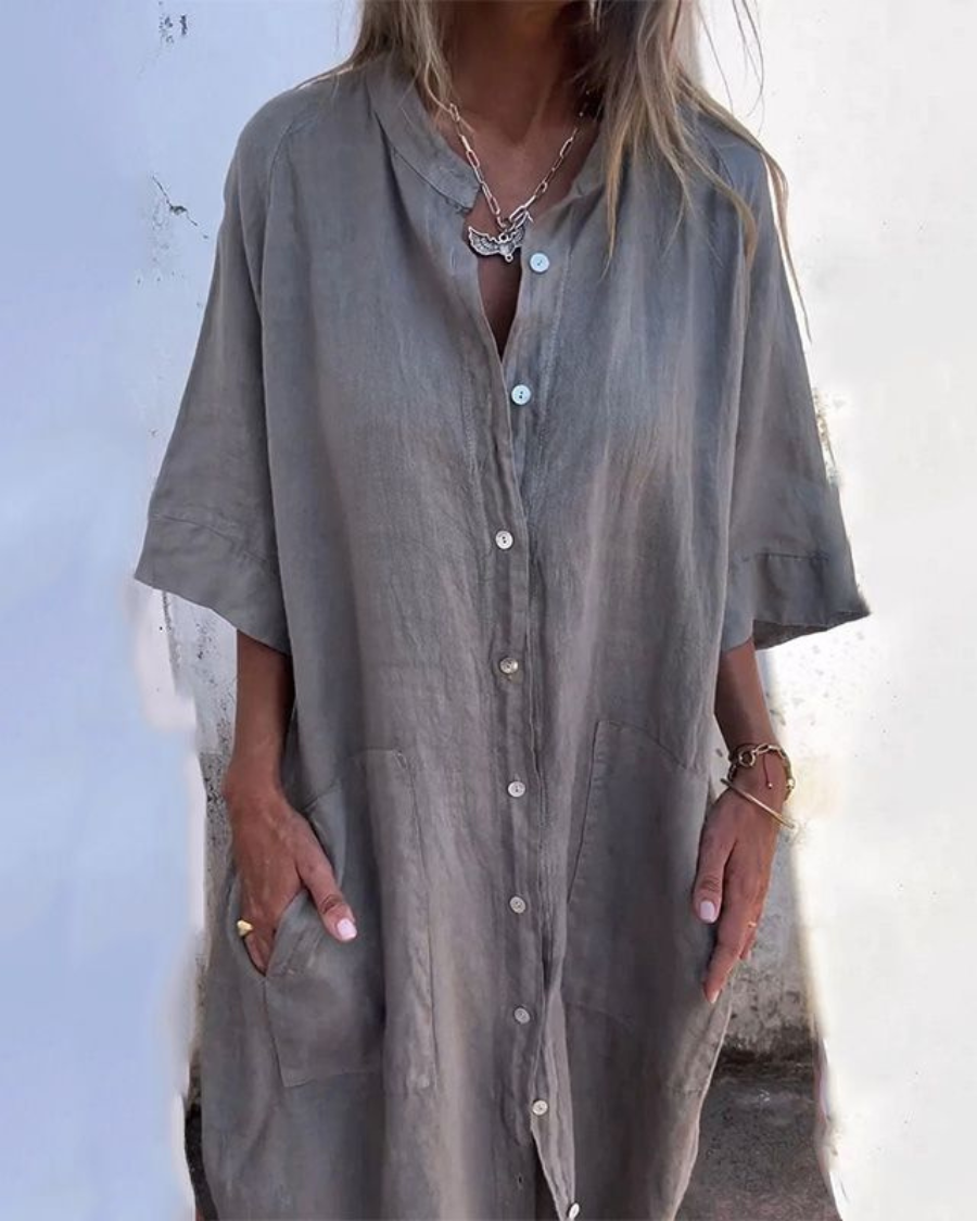 Ximena | Vestido Midi Camisero Corte Relajado