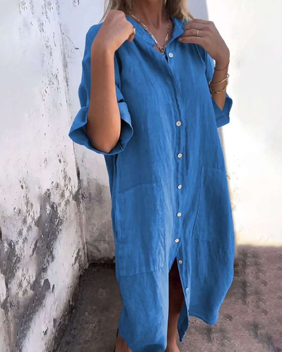Ximena | Vestido Midi Camisero Corte Relajado
