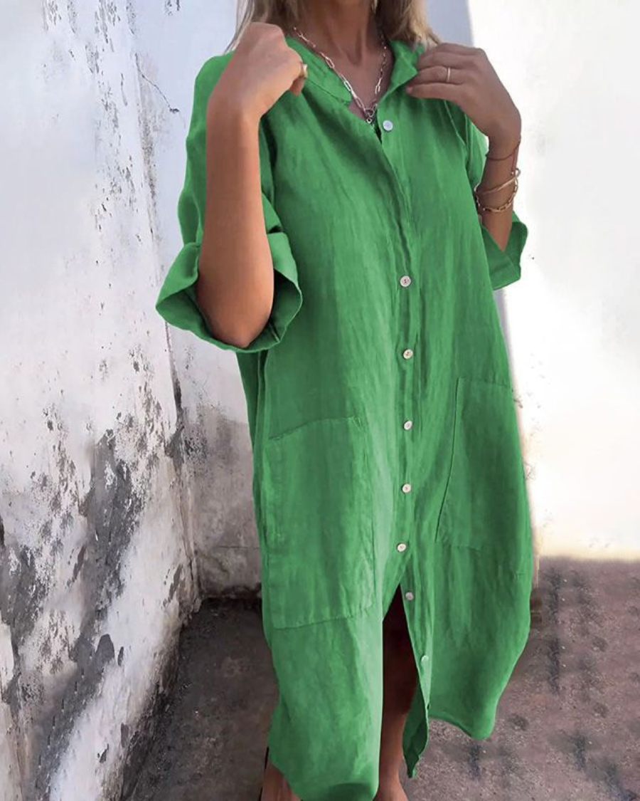 Ximena | Vestido Midi Camisero Corte Relajado
