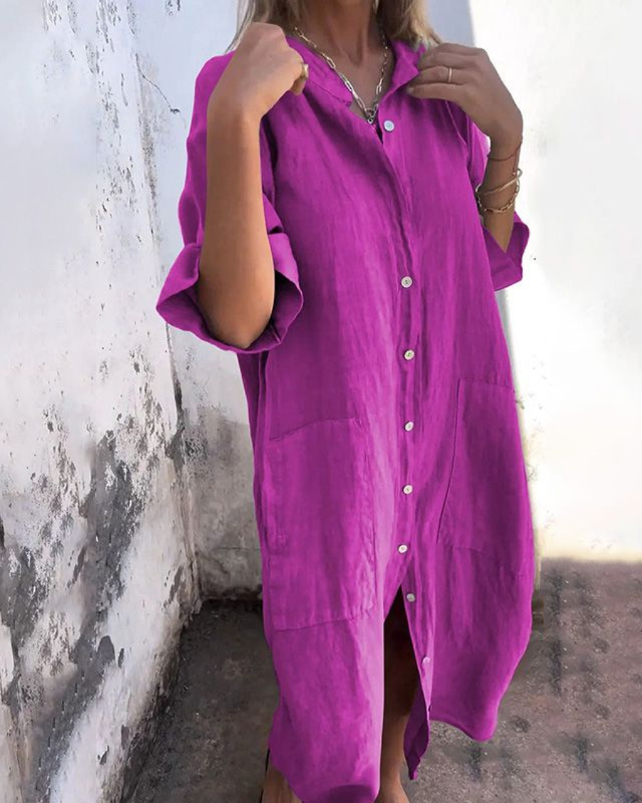 Ximena | Vestido Midi Camisero Corte Relajado